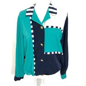 Regal Vintage Blue & Green Striped Tunic Pullover